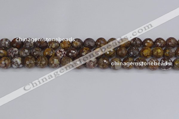 COP1389 15.5 inches 10mm faceted round fire lace opal beads