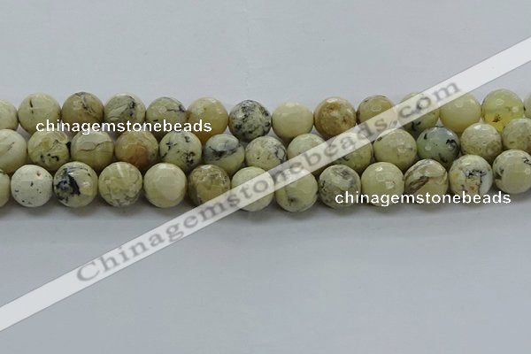 COP1474 15.5 inches 12mm faceted round African opal gemstone beads