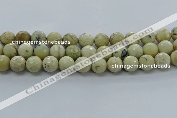 COP1475 15.5 inches 14mm faceted round African opal gemstone beads