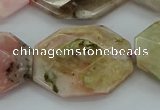 COP1494 15.5 inches 25*35mm faceted freeform natural pink opal beads