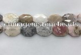 COP1498 25*32mm - 27*35mm faceted octagonal natural pink opal beads