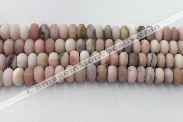 COP1548 15.5 inches 6*10mm rondelle matte natural pink opal beads