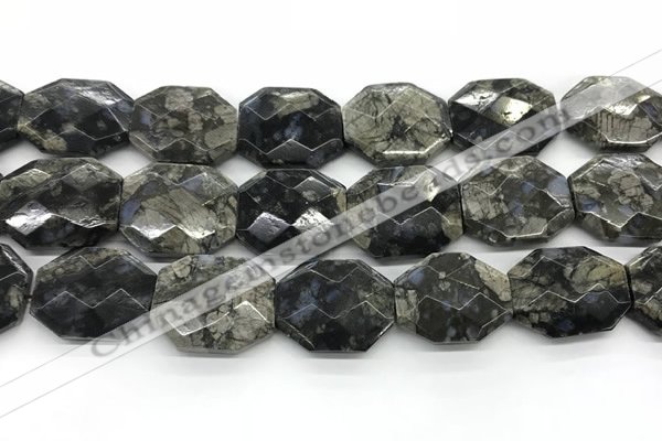 COP1551 25*30mm - 27*32mm faceted octagonal grey opal beads