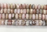 COP1553 15.5 inches 6*12mm - 8*13mm faceted tyre natural pink opal beads