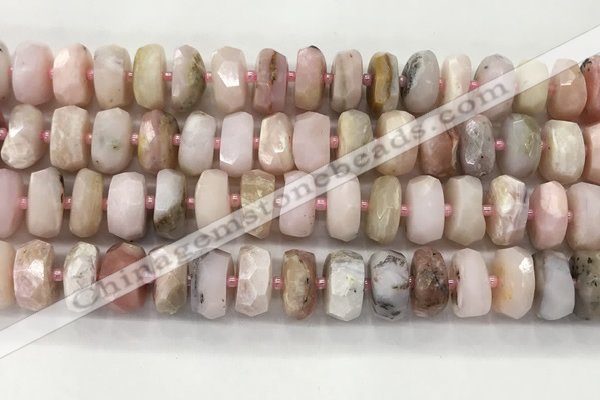 COP1553 15.5 inches 6*12mm - 8*13mm faceted tyre natural pink opal beads