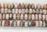 COP1554 15.5 inches 6*13mm - 8*14mm faceted tyre natural pink opal beads