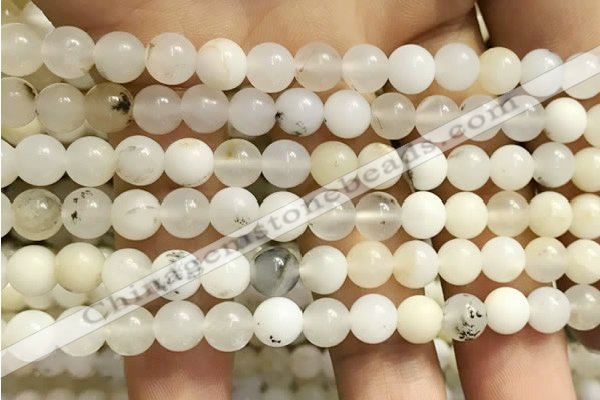 COP1584 15.5 inches 6mm round white opal gemstone beads