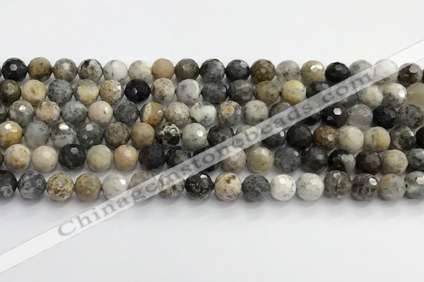 COP1610 15.5 inches 8mm faceted round moss opal beads