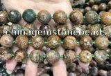 COP1645 15.5 inches 16mm faceted round green opal gemstone beads