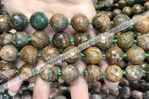 COP1645 15.5 inches 16mm faceted round green opal gemstone beads