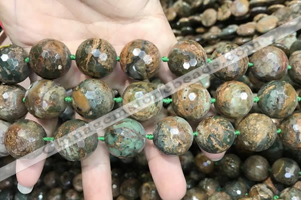 COP1646 15.5 inches 20mm faceted round green opal gemstone beads