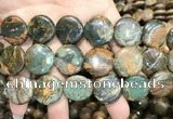 COP1648 15.5 inches 20mm flat round green opal gemstone beads