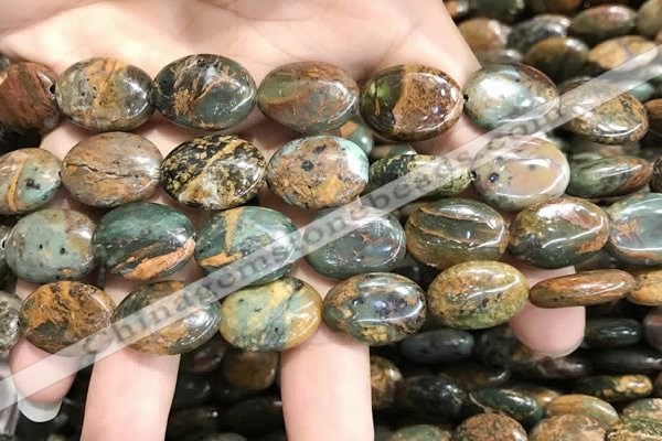 COP1653 15.5 inches 13*18mm oval green opal gemstone beads