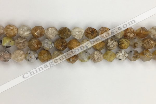 COP1677 15.5 inches 10mm faceted nuggets yellow opal gemstone beads