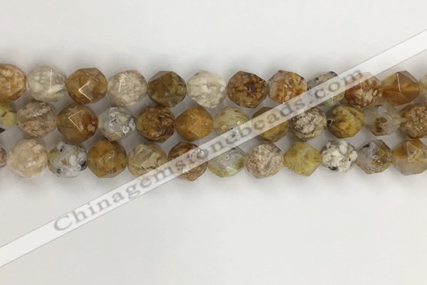 COP1678 15.5 inches 12mm faceted nuggets yellow opal gemstone beads