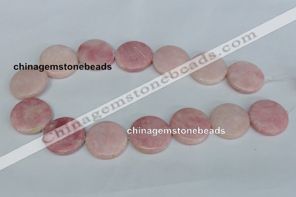 COP168 15.5 inches 30mm flat round pink opal gemstone beads