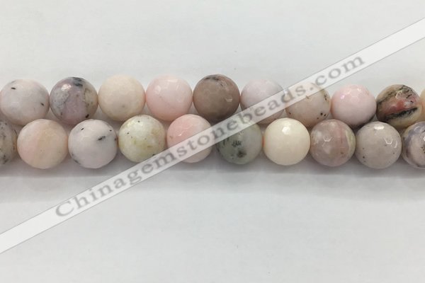 COP1716 15.5 inches 16mm faceted round natural pink opal beads