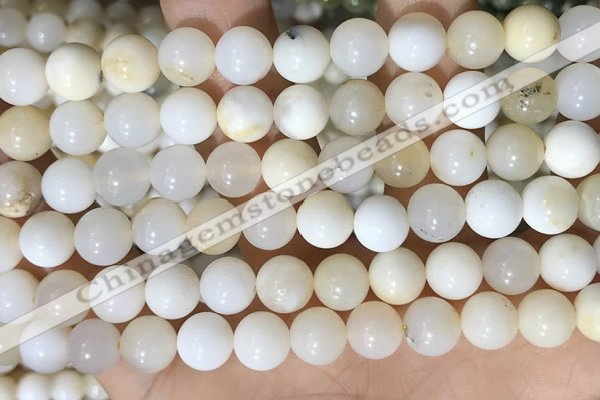 COP1755 15.5 inches 10mm round natural white opal gemstone beads