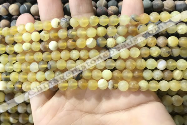 COP1765 15.5 inches 4mm round matte yellow opal beads wholesale