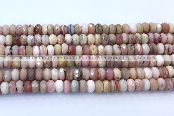 COP1876 15 inches 5*8mm faceted rondelle pink opal beads