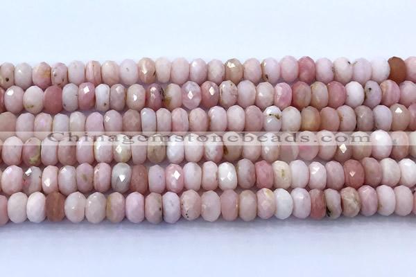 COP1877 15 inches 5*8mm faceted rondelle pink opal beads