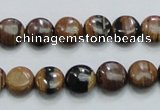 COP210 15.5 inches 10mm flat round natural brown opal gemstone beads