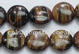 COP212 15.5 inches 16mm flat round natural brown opal gemstone beads