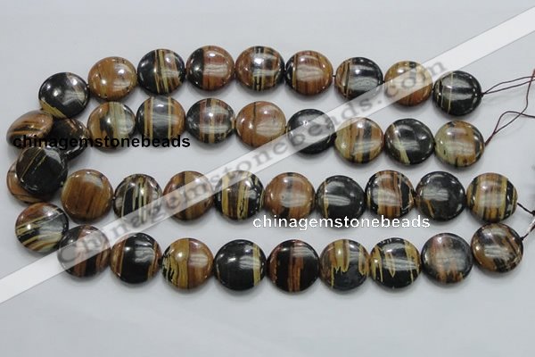 COP213 15.5 inches 20mm flat round natural brown opal gemstone beads