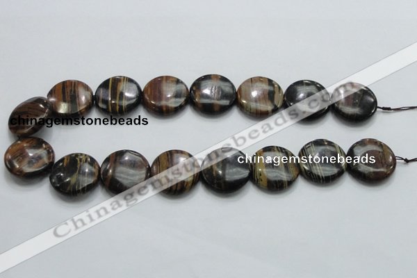 COP214 15.5 inches 25mm flat round natural brown opal gemstone beads