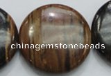 COP216 15.5 inches 35mm flat round natural brown opal gemstone beads