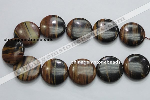 COP216 15.5 inches 35mm flat round natural brown opal gemstone beads