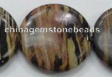 COP230 15.5 inches 40mm flat round natural brown opal gemstone beads