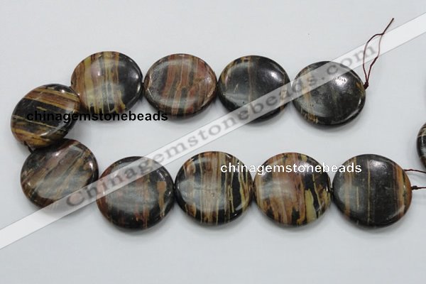 COP230 15.5 inches 40mm flat round natural brown opal gemstone beads