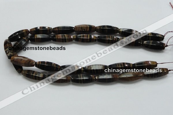 COP241 15.5 inches 10*30mm faceted rice natural brown opal gemstone beads