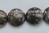 COP251 15.5 inches 20mm flat round natural grey opal gemstone beads