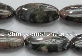 COP256 15.5 inches 15*30mm oval natural grey opal gemstone beads