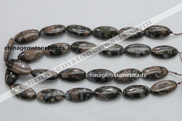 COP256 15.5 inches 15*30mm oval natural grey opal gemstone beads