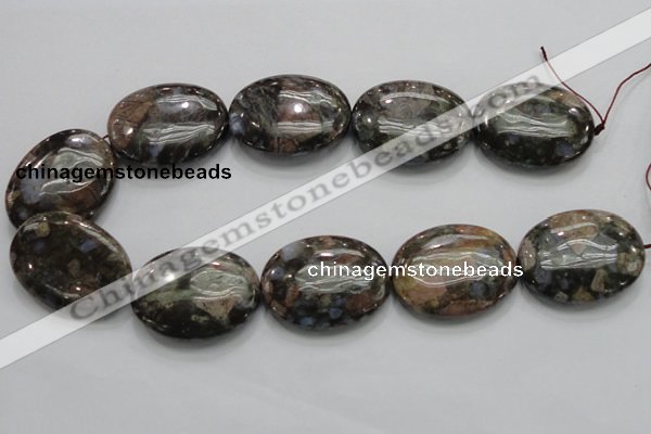 COP259 15.5 inches 30*40mm oval natural grey opal gemstone beads