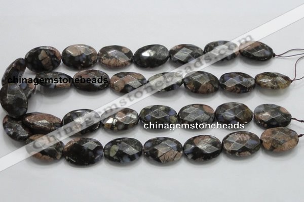 COP261 15.5 inches 18*25mm faceted oval natural grey opal beads