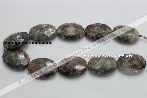 COP262 15.5 inches 30*40mm faceted oval natural grey opal beads