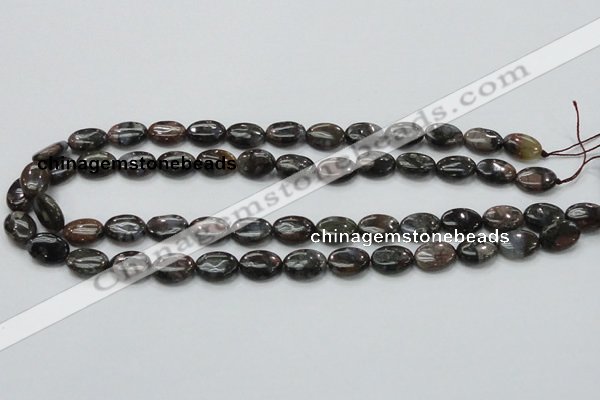 COP269 15.5 inches 10*14mm oval natural grey opal gemstone beads