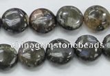 COP270 15.5 inches 14mm flat round natural grey opal gemstone beads