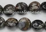 COP271 15.5 inches 16mm flat round natural grey opal gemstone beads