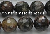 COP272 15.5 inches 20mm faceted round natural grey opal gemstone beads