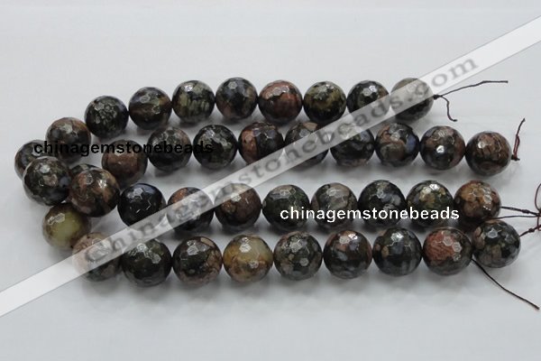 COP272 15.5 inches 20mm faceted round natural grey opal gemstone beads