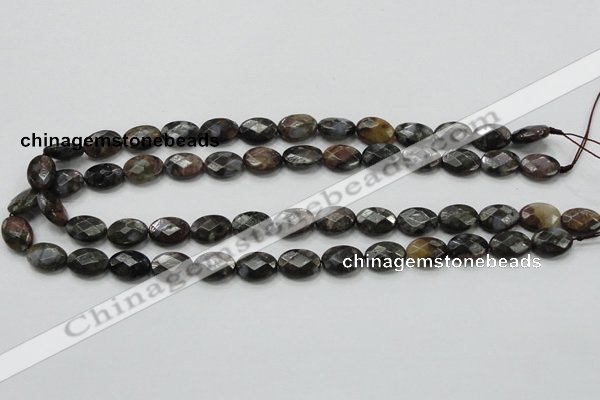 COP273 15.5 inches 10*14mm faceted oval natural grey opal gemstone beads