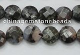 COP275 15.5 inches 12mm faceted round natural grey opal gemstone beads