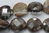 COP277 15.5 inches 20mm faceted round natural grey opal gemstone beads