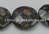 COP279 15.5 inches 30mm faceted round natural grey opal gemstone beads