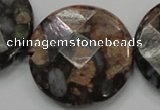 COP281 15.5 inches 40mm faceted round natural grey opal gemstone beads